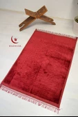 Peluş Seccade Kırmızı - 80x120 cm - Ekstra Konforlu - Yumuşak ve Geniş Ölçülü - 4
