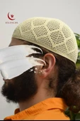 Erkek Örme Takke Bej  Hac ve Umre İçin İdeal Nefes Alabilir Standart Beden Takke - 2
