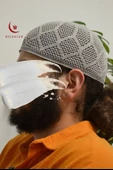 Erkek Örme Takke Gri  Hac ve Umre İçin İdeal Nefes Alabilir Standart Beden Takke - 2