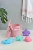 OHYO Silikon Banyo Ve Plaj Kova Seti - Sağlıklı Ve Doğal Çocuk Oyun Seti- Pembe - 3