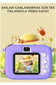 Mini 1080p Hd Çocuk Kamera Dijital Fotoğraf Makinesi 2.0 Inç Ekran 5 Adet Oyun Mor - 3