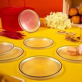 Fecra Loren 6'lı Pasta Tabağı Seti Siyah Fileli 16 Cm - 3