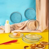 Fecra Loren 6'lı Pasta Tabağı Seti Siyah Fileli 16 Cm - 2