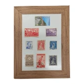 Dekoratif Çerçeveli Nostaljik Pul Koleksiyonu (4 Adet Tablo) - 4