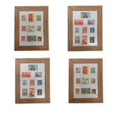 Dekoratif Çerçeveli Nostaljik Pul Koleksiyonu (4 Adet Tablo) - 1