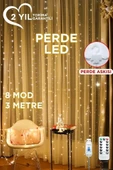 Lw-7 300 Ledli 10 Sarkıt Perde Led Işık, 8 Modlu Uzaktan Kumandalı, 3x3 Metre Peri Telli Led - 1