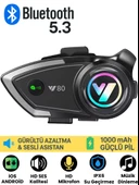 Y80 İnterkom Motosiklet Kask Kulaklık Bluetooth 5.3 Type-C Su Geçirmez İntercom Set İphone Android - 1