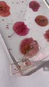 Şeffaf Epoksi Kurutulmuş Pembe Begonvil Pembe Glitter Sunum Tepsisi Dikdörtgen El Yapımı Hediyelik - 4