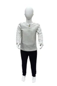 Cotton Trips Siyah Çizgili, Yumuşak Dokulu, Uzun Kollu, 2 Iplik Şardonlu %100 Polyester Erkek Çocuk Takım - 2