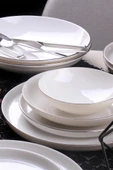 Güral Porselen Bone Bilbao 24 Parça 6 Kişilik Yemek takımı Platin Fileli - 1