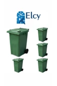 ELCY 240 LT 5 Adet Yeşil Plastik Çöp Konteyneri Isıya Karşı Dayanıklı - 1