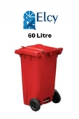 ELCY 60 LT Plastik Çöp Konteyneri Kırmızı -Isıya Karşı Dayanıklı - 1