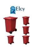 ELCY 240 LT 5 Adet Kırmızı Plastik Çöp Konteyneri Isıya Karşı Dayanıklı - 1