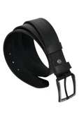 Siyah Hakiki Deri Desenli Çift Dikişli Model 4 cm. Genişlikli Spor Kemer  - 400-28 thumbnail 2