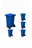 ELCY 120 LT 5 Adet Mavi Plastik Çöp Konteyneri Isıya Karşı Dayanıklı - 2