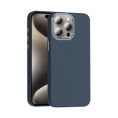 iPhone 15 Pro Kılıf M-safe Şarj Özellikli Karbon Fiber Görünümlü Gros Kılıf thumbnail 1