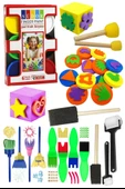 Parmak Boyası 6 Renk Südor Sünger Eva Baskı Damga Spatula Rulo Kesik Sünger Eva Okul Öncesi Etkinlik Seti thumbnail 1