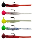 Kendo Hook Worm Jighead+LRF Silikonu 2gr+4.5cm 5 Adet - 1