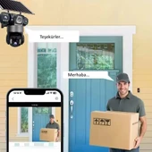 O-Kam 6060 9MP (3+3+3) Üç Kameralı UltraHD 4G Güneş Enerjili Akıllı Güvenlik Kamerası - 7