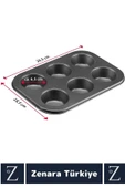 Yüksek Kalite Isıya Dayanıklı Yanmaz Yapışmaz Kolay Temizlenir Kek Brownie Cupcake 6lı Muffin Kalıbı - 3