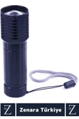 Kompakt Kamp Avcı Balıkçı Deprem Enerji Tasarrufu 3 Mod Güçlü Beyaz Işık Zoomlu Pilli Mini EL FENERİ - 3