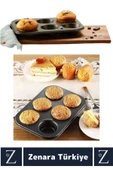Yüksek Kalite Isıya Dayanıklı Yanmaz Yapışmaz Kolay Temizlenir Kek Brownie Cupcake 6lı Muffin Kalıbı - 2