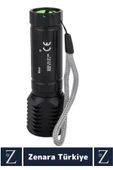 Kompakt Kamp Avcı Balıkçı Deprem Enerji Tasarrufu 3 Mod Güçlü Beyaz Işık Zoomlu Pilli Mini EL FENERİ - 2