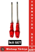 Premium Kompakt Ev Atölye Tamirat Vidalama Düz Yıldız Tornavida İkili Set - 1