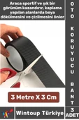 İz Bırakmaz Su Güneş Işını Dayanıklı Oto Eşik Kapı Kaput Boya Çizilme Koruma Karbon Fiber Bant 3Adet - 1
