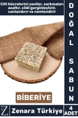 Bitkisel Organik Doğal Saç Yüz Vücut El Kullanım Cilt Canlandıran Nemlendiren Sabun BİBERİYE 4 Adet - 1