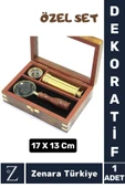 Dekoratif Koleksiyon Sevgili Özel Gün Hediye PİRİNÇ Ahşap Kutu Pusula Dürbün Büyüteç ÖZEL SET thumbnail 1