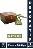 Premium Dekoratif Koleksiyon Erkek Arkadaş Sevgililer Günü Hediye PİRİNÇ Ahşap Kutu PUSULALI DÜRBÜN - 1