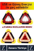 Dayanıklı USB Solar Enerjili Işıklı 2 Kademe El Feneri Döner Kulp Acil Durum Reflektörü İkaz Lambası - 3