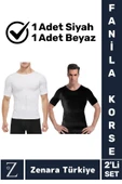 Jinekomasti Dik Duruş Göğüs Göbek Toparlayan Sıkılaştıran Ultra Esnek Erkek Fanila Korse 2'Li SET - 1