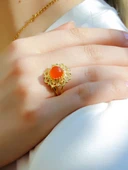 Doğal Taş Akik Doğal Taşlı Telkari Modelli Kadın Ayarlanabilir Altın Kaplama Yüzük euy62ag thumbnail 2