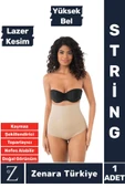 İz Göstermez Kaymaz Vücut Sıkılaştıran Şekillendiren Toparlayan LAZER KESİM Yüksek Bel String Korse thumbnail 1