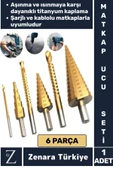 Kablolu Şarjlı Matkap Uyumlu Isı Aşınma Dayanıklı Ahşap Metal Plastik 6'lı Kademeli Matkap Ucu Seti - 1
