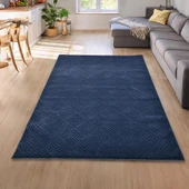 Latte Lacivert Yumuşak Peluş Dokuma Halı Yolluk Çocuk Odası Oturma Odası Salon Mutfak Halısı Y499A_WD26 - 1