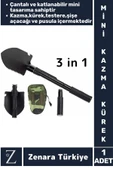 Taşınabilir Kamp Piknik Deprem Pusula Açacak Çok Amaçlı Çantalı Katlanabilir Mini Kazma Kürek Seti - 1