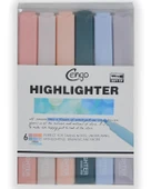 Cengo Kare Tipi Highlighter Fosforlu Kalem Cream Renkler 6lı Set CGO702 - 1