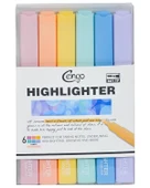 Cengo Kare Tipi Highlighter Fosforlu Kalem Candy Renkler 6lı Set CGO701 - 1