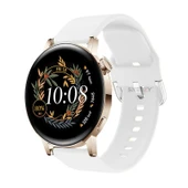Samsung Galaxy Watch 5 40-44-45mm Uyumlu 20mm Purelux Soft Tokalı Silikon Kordon Dayanıklı Spor Stil Beyaz - 1