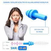 Yıkanabilir Kulak Tıkacı 23 dB İpli Su Geçirmez, Gürültü Önleyici Yüzme Uyku Seyahat İçin Tıkaç thumbnail 2