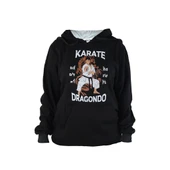 DragonDo TX28 Baskılı Karate Sweatshirt Siyah Hoodie Kapüşonlu Sweatshirt - 1