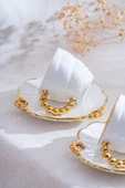 Acar Daısy 6 Kişilik Porselen Kahve Fincan Takımı Gold 7515 - 2