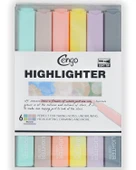 Cengo Kare Tipi Highlighter Fosforlu Kalem Morandi Renkler 6lı Set CGO705 - 1
