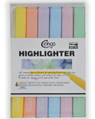 Cengo Kare Tipi Highlighter Fosforlu Kalem Pastel Renkler 6lı Set CGO401 - 1