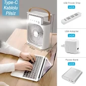 Kablolu Vantilatör Masaüstü Süper Sessiz Fan Su Püskürtmeli Mini El Hava Serinletici Nemlendirici - 6