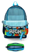 Coral High İlkokul Erkek Çocuklarına Özel Dört Gözlü Sırt Çantası ve Kalemlik Seti- Lacivert Mavi Grafiti thumbnail 2