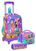 Coral High Çekçek Tekerlekli Kız Çocuk, Lila Turkuaz Dondurmalı Kız, İlkokul Üçlü Okul Çanta Seti thumbnail 1